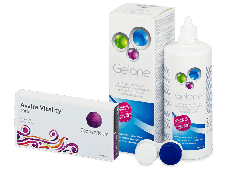 Avaira Vitality Toric (3 čočky) + roztok Gelone 360 ml - Výhodný balíček