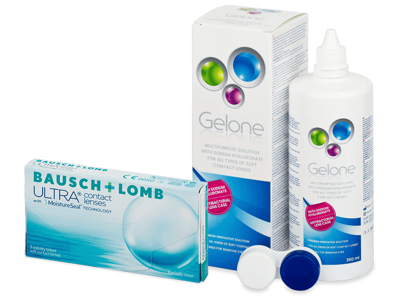 Bausch + Lomb ULTRA (3 čočky) + roztok Gelone 360 ml - Výhodný balíček
