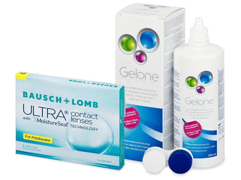Bausch + Lomb ULTRA for Presbyopia (3 čočky) + roztok Gelone 360 ml - Výhodný balíček