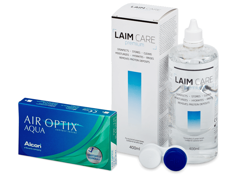 Air Optix Aqua (6 čoček) + roztok Laim-Care 400 ml - Výhodný balíček