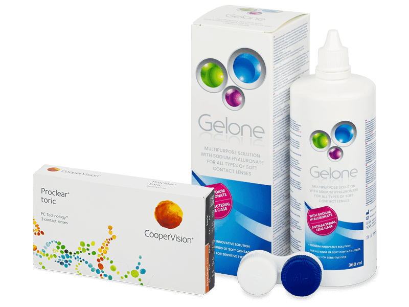 Proclear Toric (3 čočky) + roztok Gelone 360 ml - Výhodný balíček