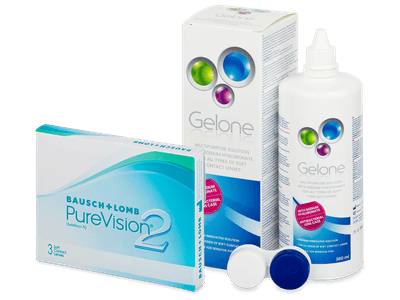PureVision 2 (3 čočky) + roztok Gelone 360 ml