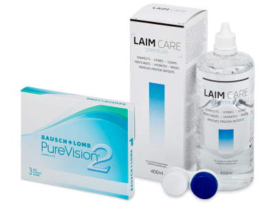 PureVision 2 (3 čočky) + roztok Laim Care 400 ml
