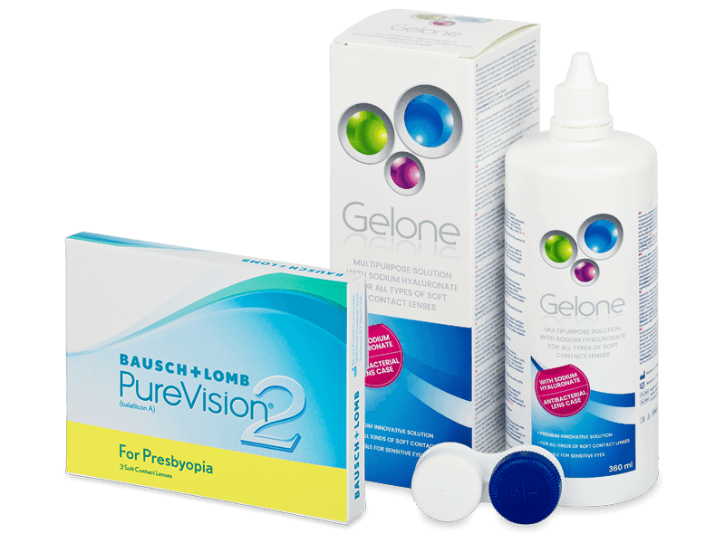 PureVision 2 for Presbyopia (3 čočky) + roztok Gelone 360 ml - Výhodný balíček