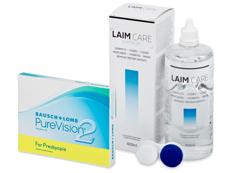 PureVision 2 for Presbyopia (3 čočky) + roztok Laim Care 400 ml - Výhodný balíček