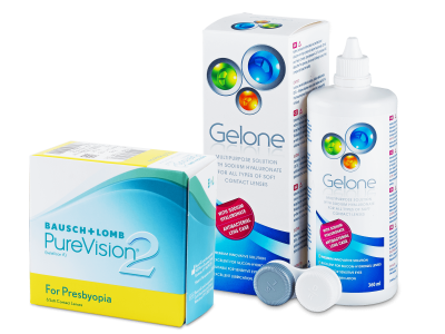 PureVision 2 for Presbyopia (6 čoček) + roztok Gelone 360 ml