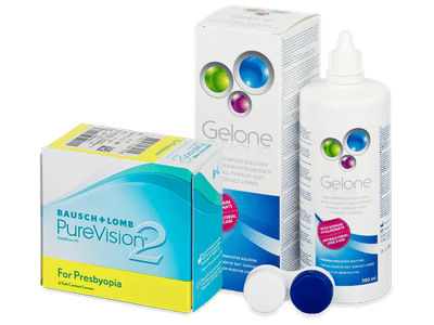 PureVision 2 for Presbyopia (6 čoček) + roztok Gelone 360 ml