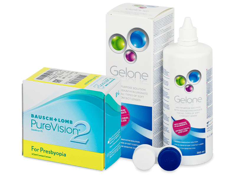 PureVision 2 for Presbyopia (6 čoček) + roztok Gelone 360 ml - Výhodný balíček