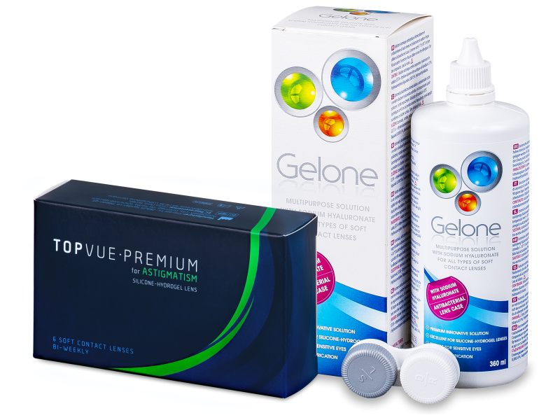 TopVue Premium for Astigmatism (6 čoček) + roztok Gelone 360 ml - Výhodný balíček