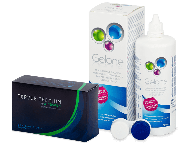 TopVue Premium for Astigmatism (6 čoček) + roztok Gelone 360 ml - Výhodný balíček