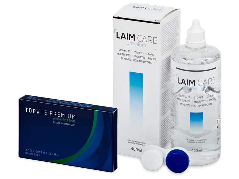 TopVue Premium for Astigmatism (3 čočky) + roztok Laim-Care 400 ml - Výhodný balíček
