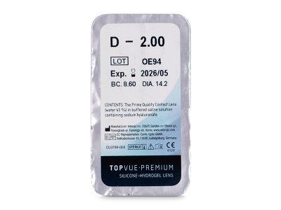 TopVue Premium (1 čočka) - Vzhled blistru s čočkou