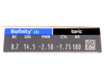Biofinity Toric (3 čočky) - Náhled parametrů čoček