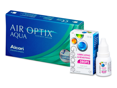 Air Optix Aqua (6 čoček) + oční kapky Gelone - Package 