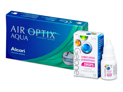 Air Optix Aqua (6 čoček) + oční kapky Gelone - Package 