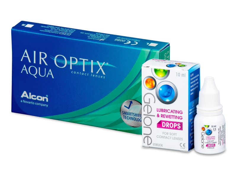 Air Optix Aqua (6 čoček) + oční kapky Gelone - Package 
