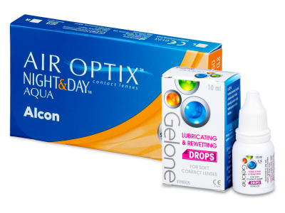 Air Optix Night and Day Aqua (6 čoček) + oční kapky Gelone - Package deal 