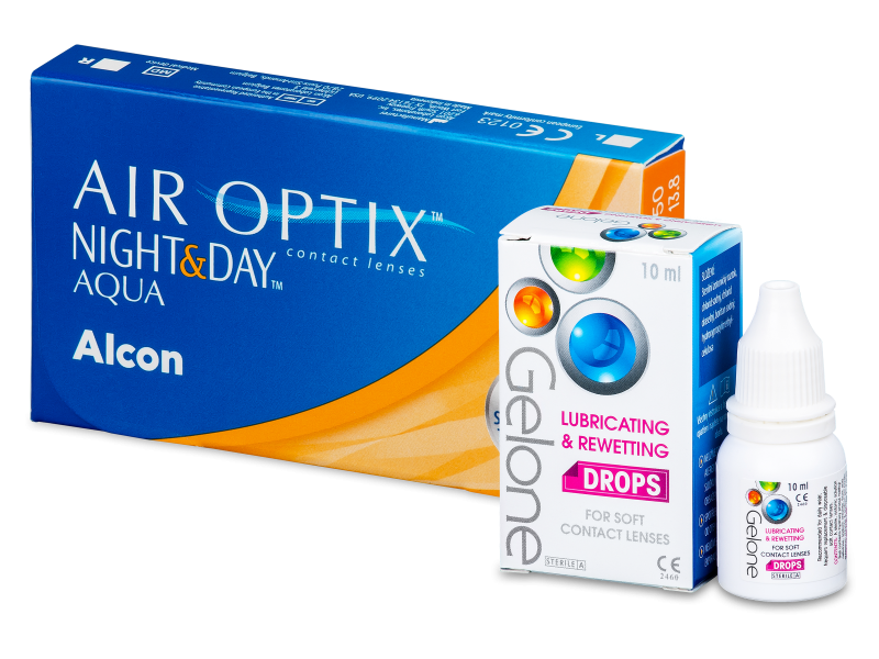 Air Optix Night and Day Aqua (6 čoček) + oční kapky Gelone - Package deal 