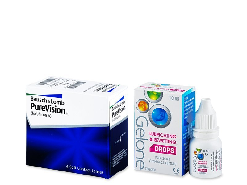 PureVision (6 čoček) + oční kapky Gelone