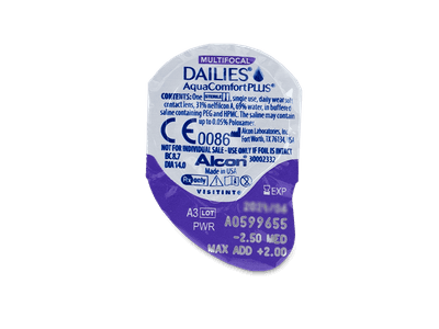 Dailies AquaComfort Plus Multifocal (90 čoček) - Vzhled blistru s čočkou