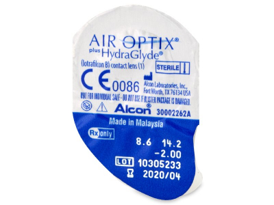 Air Optix plus HydraGlyde (3 čočky) - Vzhled blistru s čočkou