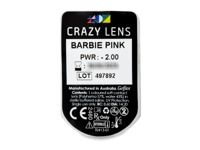 CRAZY LENS - Barbie Pink - dioptrické jednodenní (2 čočky) - Vzhled blistru s čočkou