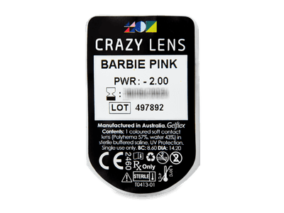 CRAZY LENS - Barbie Pink - dioptrické jednodenní (2 čočky) - Vzhled blistru s čočkou