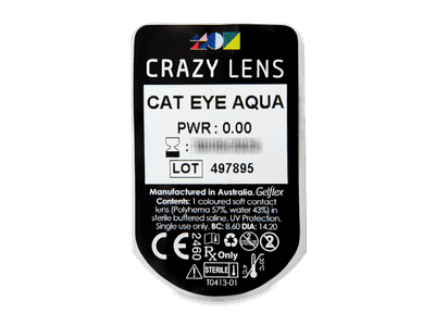 CRAZY LENS - Cat Eye Aqua - nedioptrické jednodenní (2 čočky) - Vzhled blistru s čočkou