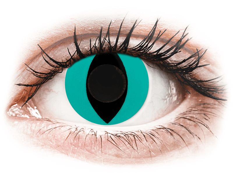 CRAZY LENS - Cat Eye Aqua - nedioptrické jednodenní (2 čočky) - Barevné kontaktní čočky