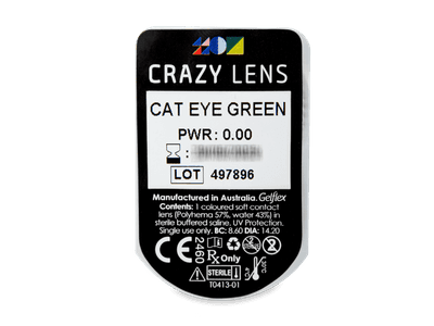 CRAZY LENS - Cat Eye Green - nedioptrické jednodenní (2 čočky) - Vzhled blistru s čočkou