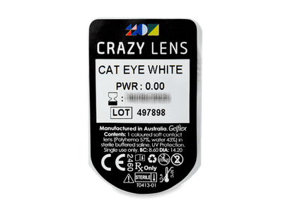 CRAZY LENS - Cat Eye White - nedioptrické jednodenní (2 čočky) - Vzhled blistru s čočkou