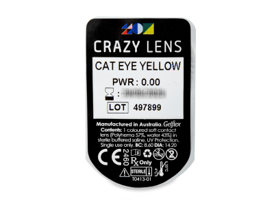 CRAZY LENS - Cat Eye Yellow - nedioptrické jednodenní (2 čočky) - Vzhled blistru s čočkou