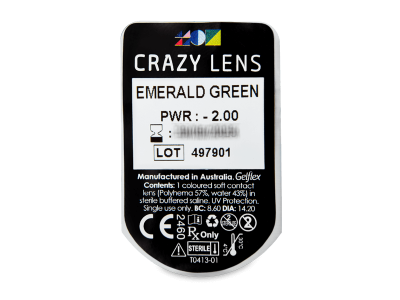 CRAZY LENS - Emerald Green - dioptrické jednodenní (2 čočky) - Vzhled blistru s čočkou