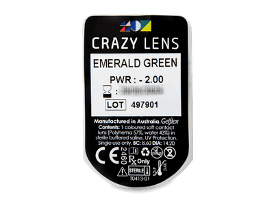 CRAZY LENS - Emerald Green - dioptrické jednodenní (2 čočky) - Vzhled blistru s čočkou