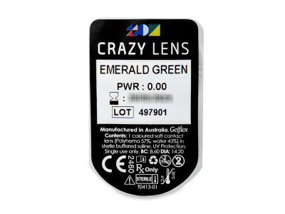 CRAZY LENS - Emerald Green - nedioptrické jednodenní (2 čočky) - Vzhled blistru s čočkou