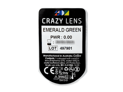 CRAZY LENS - Emerald Green - nedioptrické jednodenní (2 čočky) - Vzhled blistru s čočkou