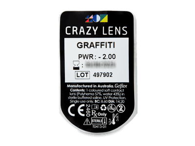 CRAZY LENS - Graffiti - dioptrické jednodenní (2 čočky) - Vzhled blistru s čočkou