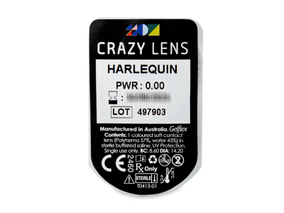 CRAZY LENS - Harlequin - nedioptrické jednodenní (2 čočky) - Vzhled blistru s čočkou