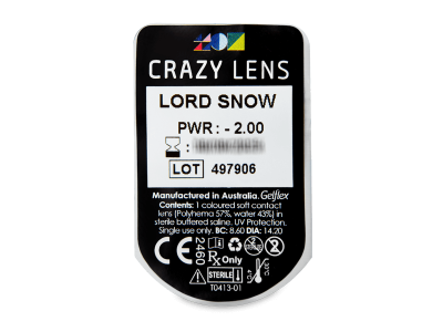 CRAZY LENS - Lord Snow - dioptrické jednodenní (2 čočky) - Vzhled blistru s čočkou