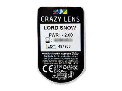 CRAZY LENS - Lord Snow - dioptrické jednodenní (2 čočky) - Vzhled blistru s čočkou