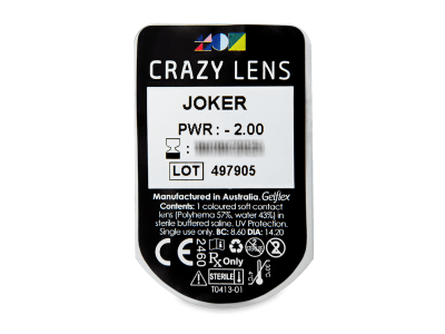 CRAZY LENS - Joker - dioptrické jednodenní (2 čočky) - Vzhled blistru s čočkou