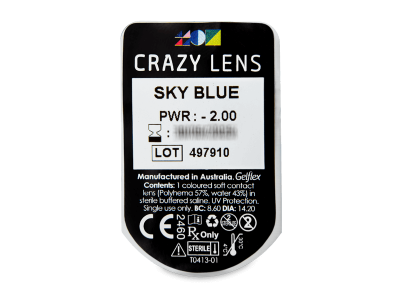 CRAZY LENS - Sky Blue - dioptrické jednodenní (2 čočky) - Vzhled blistru s čočkou