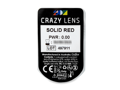 CRAZY LENS - Solid Red - nedioptrické jednodenní (2 čočky) - Vzhled blistru s čočkou