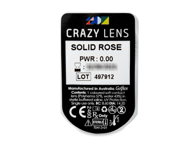CRAZY LENS - Solid Rose - nedioptrické jednodenní (2 čočky) - Vzhled blistru s čočkou