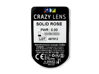 CRAZY LENS - Solid Rose - nedioptrické jednodenní (2 čočky) - Vzhled blistru s čočkou