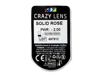 CRAZY LENS - Solid Rose - dioptrické jednodenní (2 čočky) - Vzhled blistru s čočkou