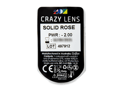 CRAZY LENS - Solid Rose - dioptrické jednodenní (2 čočky) - Vzhled blistru s čočkou