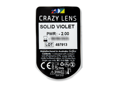 CRAZY LENS - Solid Violet - dioptrické jednodenní (2 čočky) - Vzhled blistru s čočkou
