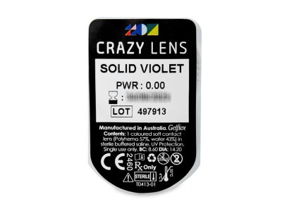 CRAZY LENS - Solid Violet - nedioptrické jednodenní (2 čočky) - Vzhled blistru s čočkou