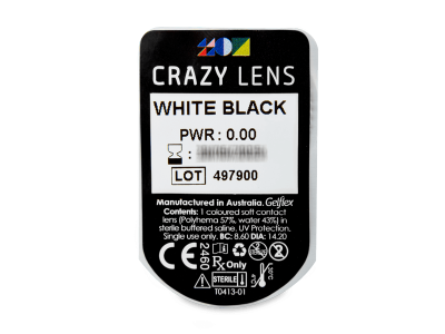 CRAZY LENS - White Black - nedioptrické jednodenní (2 čočky) - Vzhled blistru s čočkou